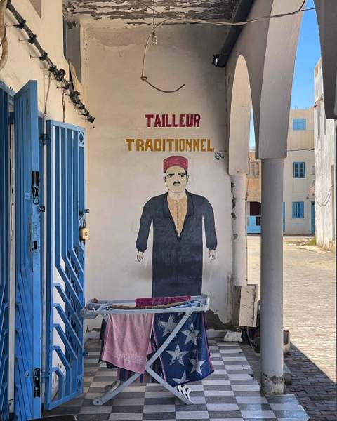 Hand-painted Tunisian street sign